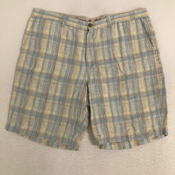 Tommy Bahama Other - Tommy Bahama Linen Blend Shorts Mens Size 38 Plaid Lightweight Preppy Ivy